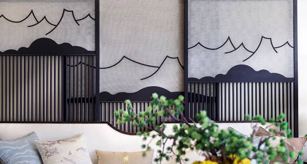 骊山国际 420㎡ 别墅 新中式气概玄关月博效果图