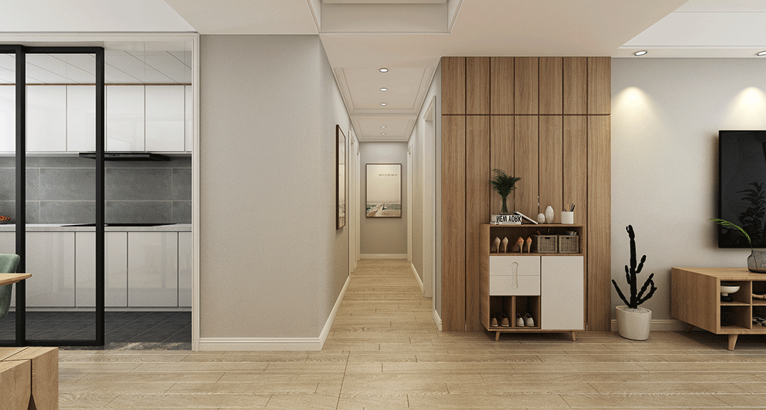 世纪华庭127㎡别墅走廊过道北欧气概月博案例效果图