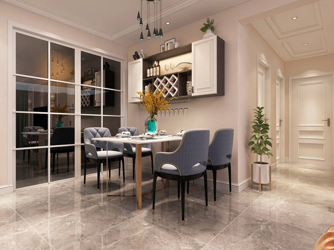 星雨华府103m?餐厅轻奢气概月博案例效果图