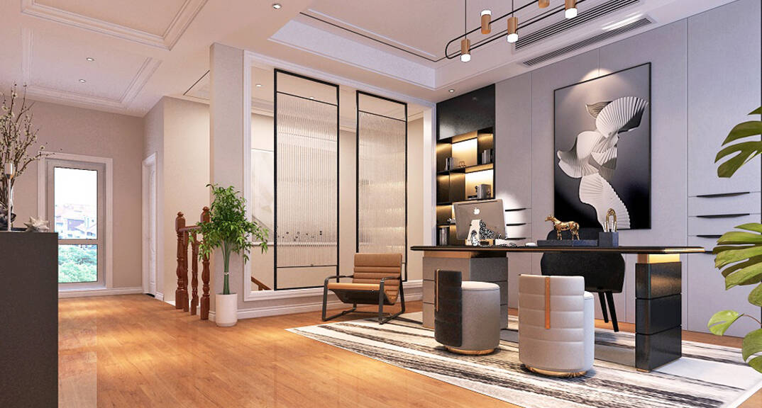 安纳溪236m?别墅书房美式气概月博案例效果图