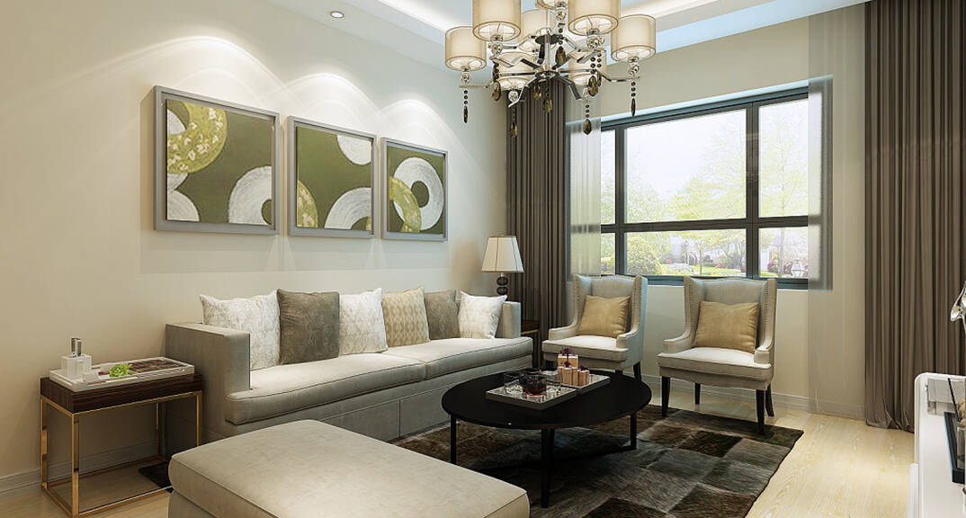 鑫江桂花园2室2厅77平美式气概月博客厅效果图