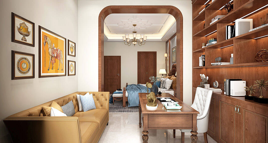 阚济浪长水山庄238平别墅欧式气概二层书房月博效果图