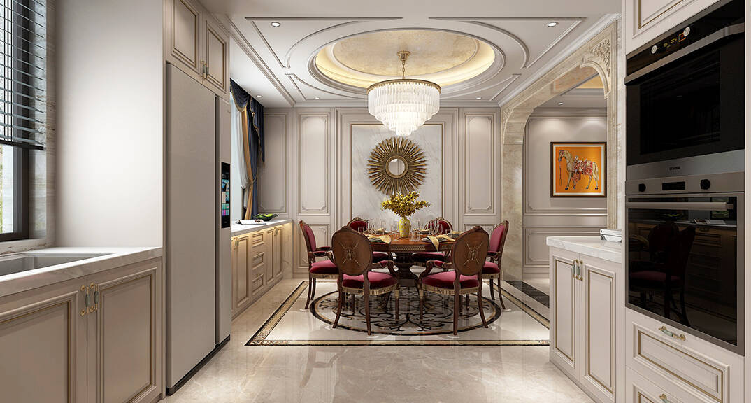 阚济浪至公海岸296平别墅简欧气概月博效果图-餐厅