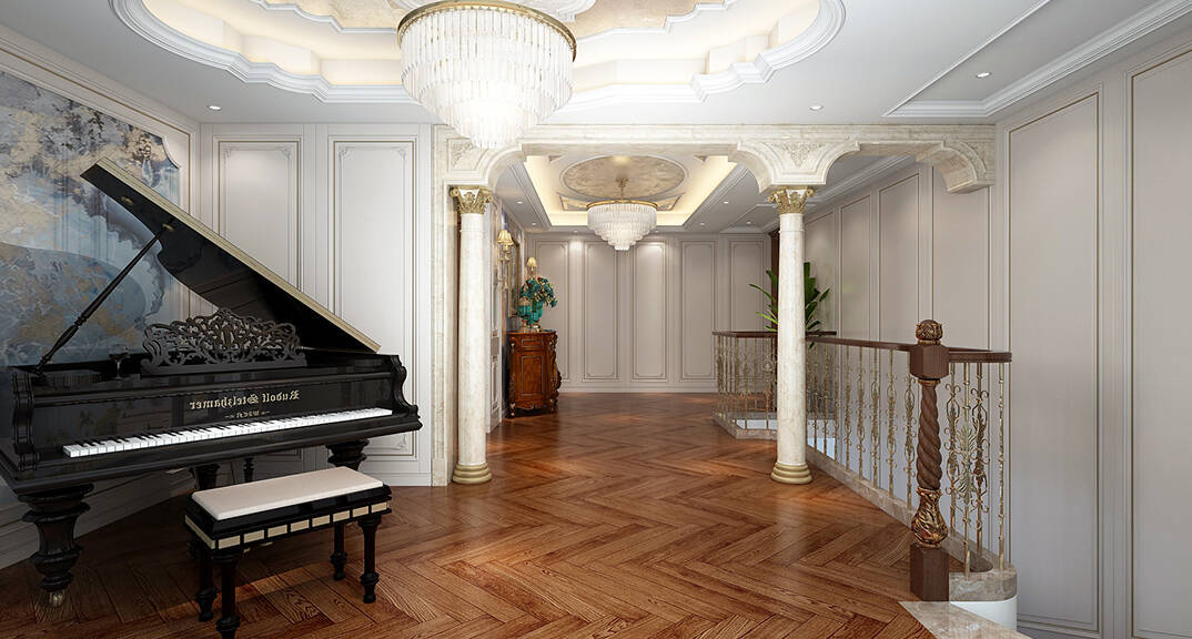 阚济浪至公海岸296平别墅简欧气概月博效果图-钢琴室