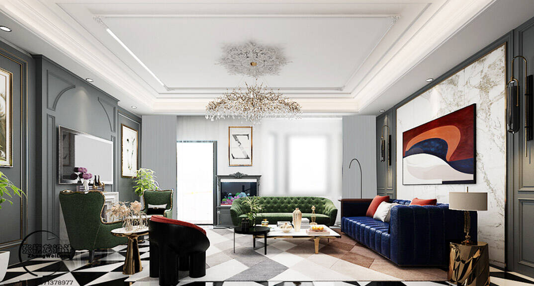 荷塘月色320平别墅轻奢气概月博-客厅