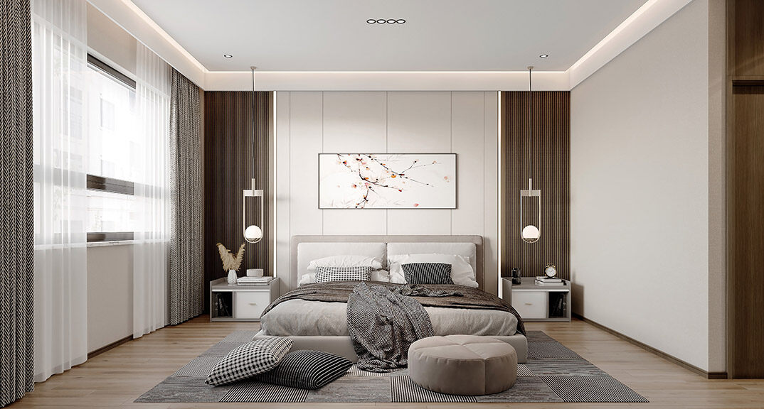 中广宜景湾145㎡三室两厅现代气概硬装月博主卧效果图