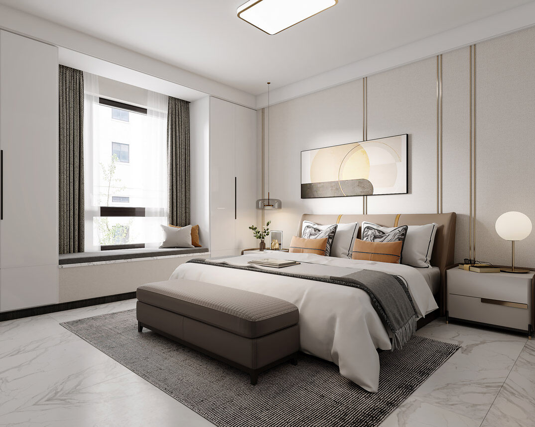 国际公馆145㎡四室三厅现代气概主卧月博效果图