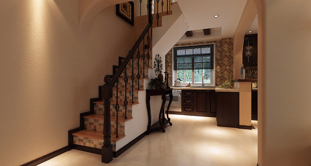 泓久花园212㎡别墅楼梯间美式气概月博案例.jpg