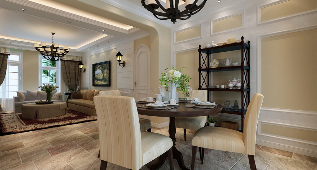绿城·理想之城227㎡四室二厅餐厅美式气概月博案例效果图.jpg