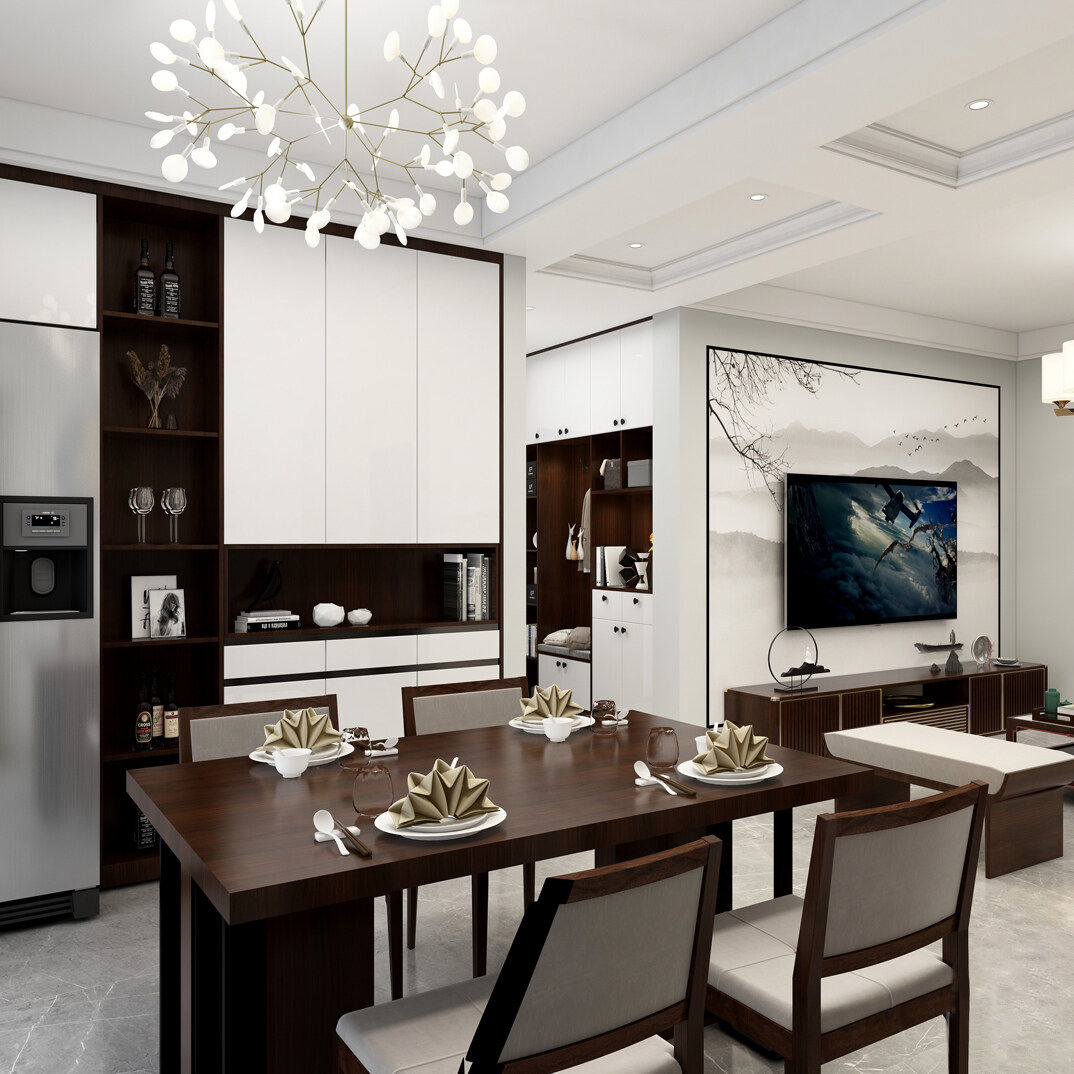 青安·海悦居86㎡二室二厅客餐厅新中式气概月博案例效果图-详.jpg