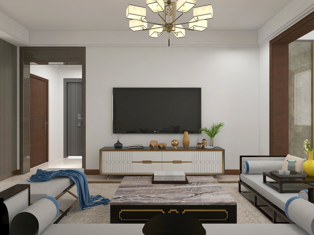 青安·海悦居86㎡二室二厅客厅电视现代简约气概月博案例效果图-详.jpg