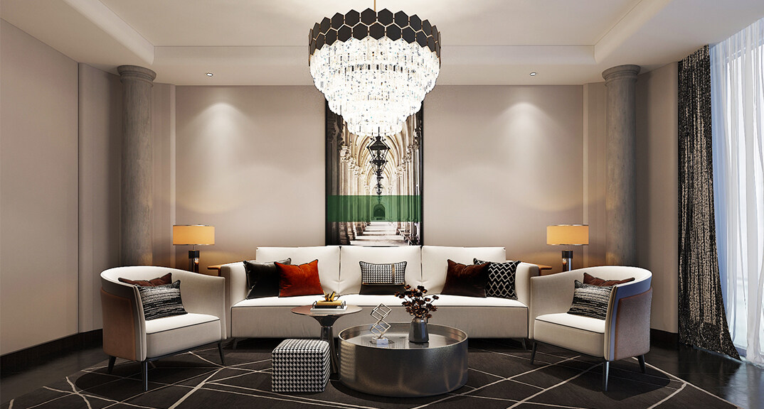 东海路700㎡独栋别墅二层餐厅新中式气概月博案例效果图