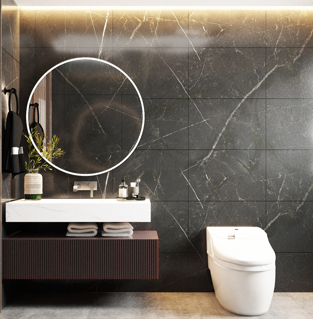 东海路700㎡独栋别墅二层卫生间新中式气概月博案例效果图