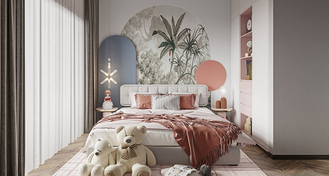 绿城晓峰湖畔190㎡四室二厅次卧轻奢气概月博案例效果图