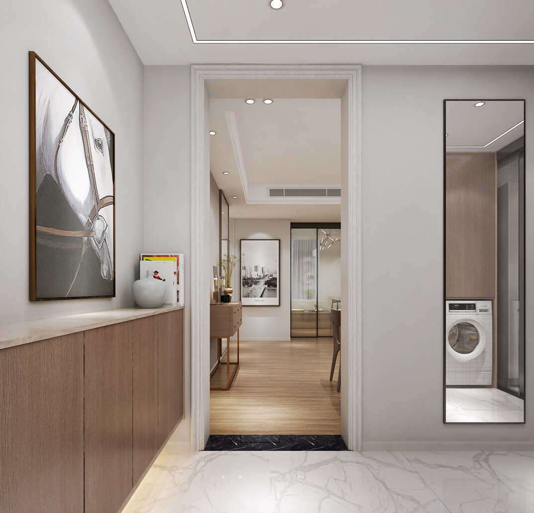 泰成·玲珑郡120㎡三室两厅门厅现代美式气概月博案例效果图