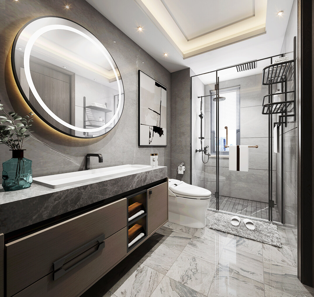 青铁海誉府143㎡三室二厅卫生间轻奢气概月博案例效果图