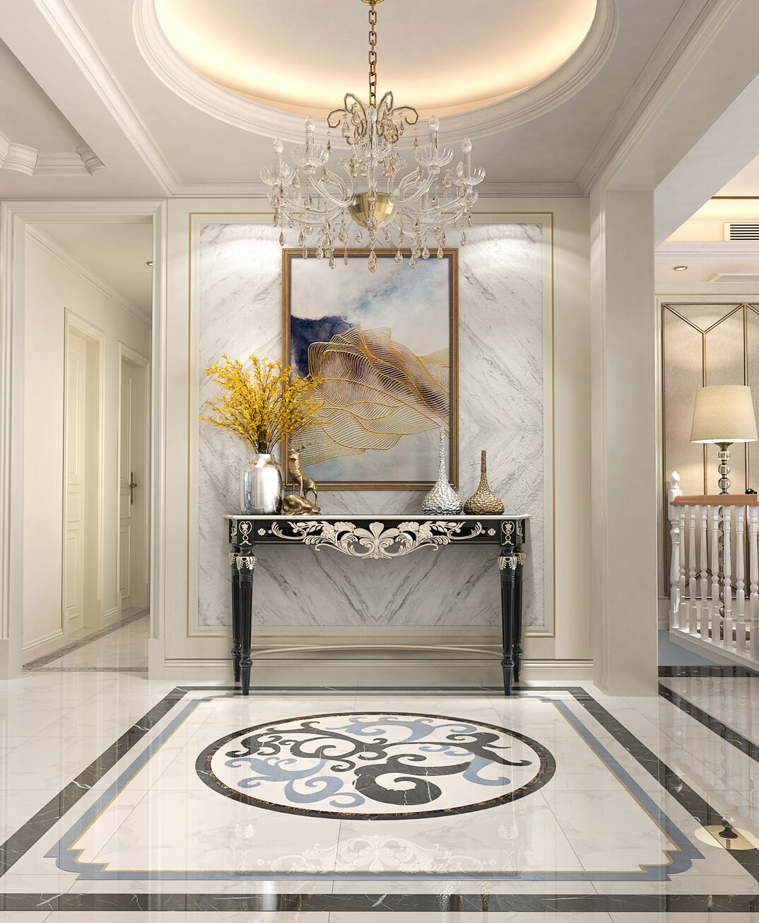 罗兰公馆260㎡别墅入户玄关新古典气概月博案例效果图.jpg