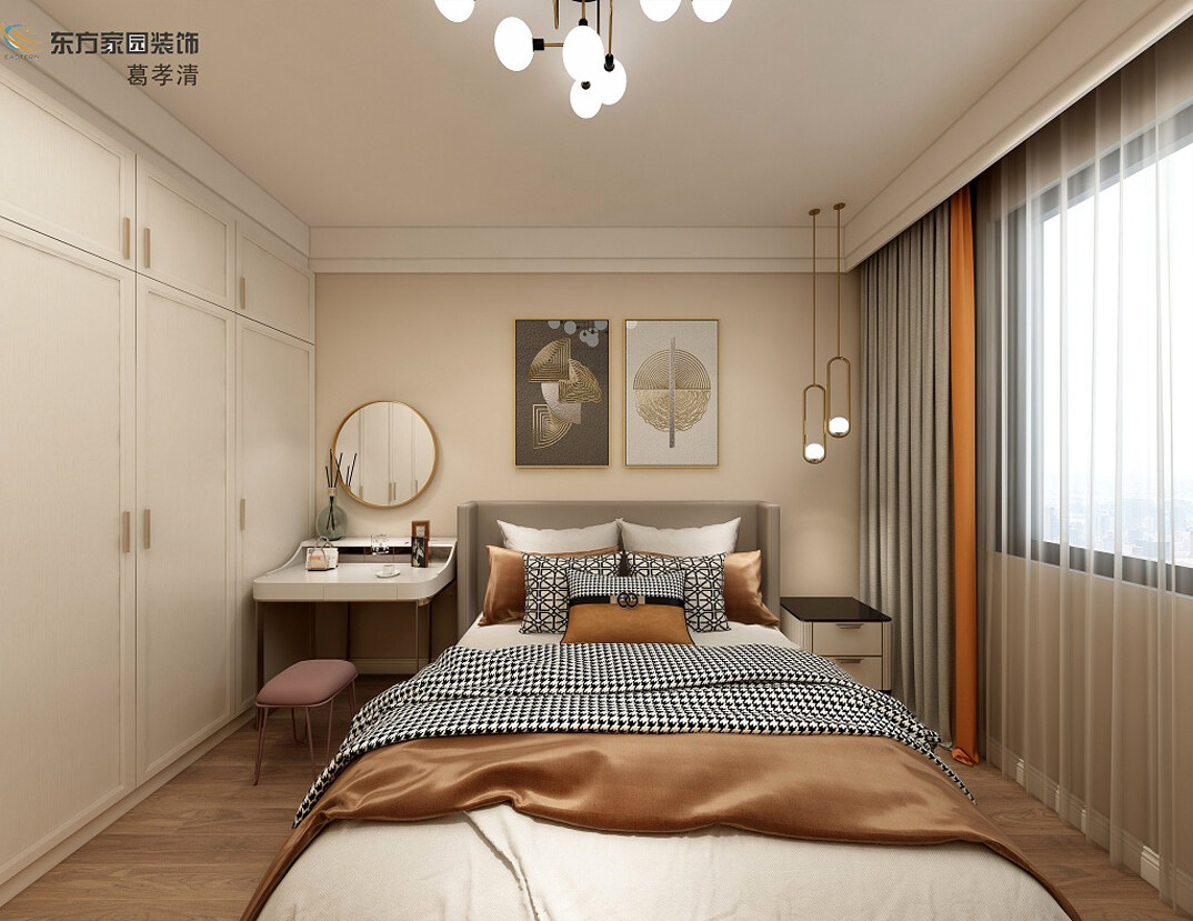 海博雅苑98㎡二室二厅卧室现代简约气概月博案例效果图-详细.jpg