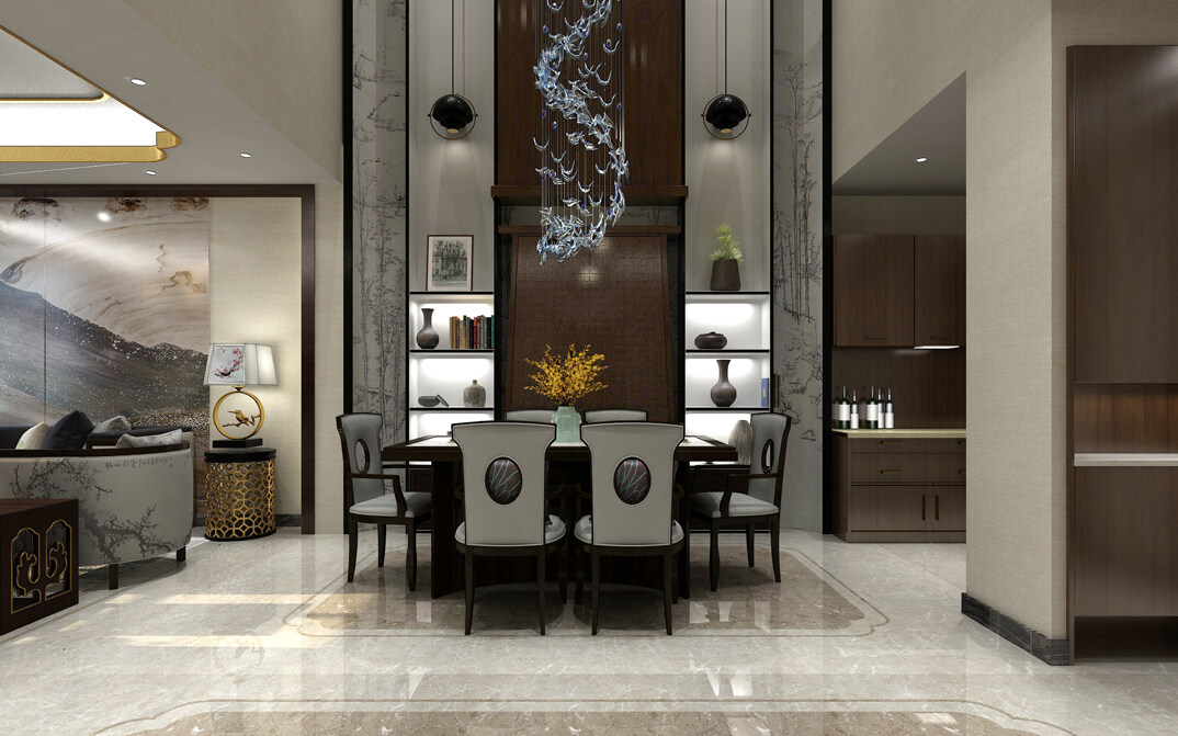 桂花园280㎡别墅餐厅新中式气概月博案例效果图-详细.jpg