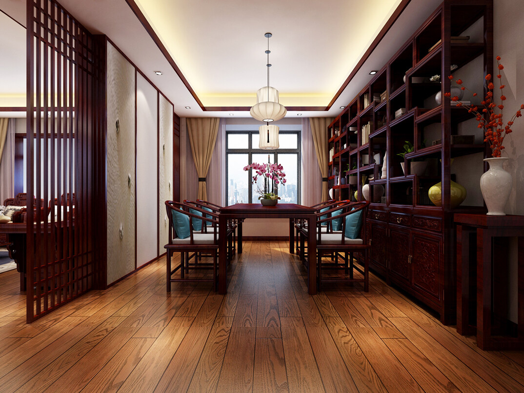 城投尚城桂花园190㎡三室两厅书房茶楼古板中式气概月博案例效果图-详细.jpg
