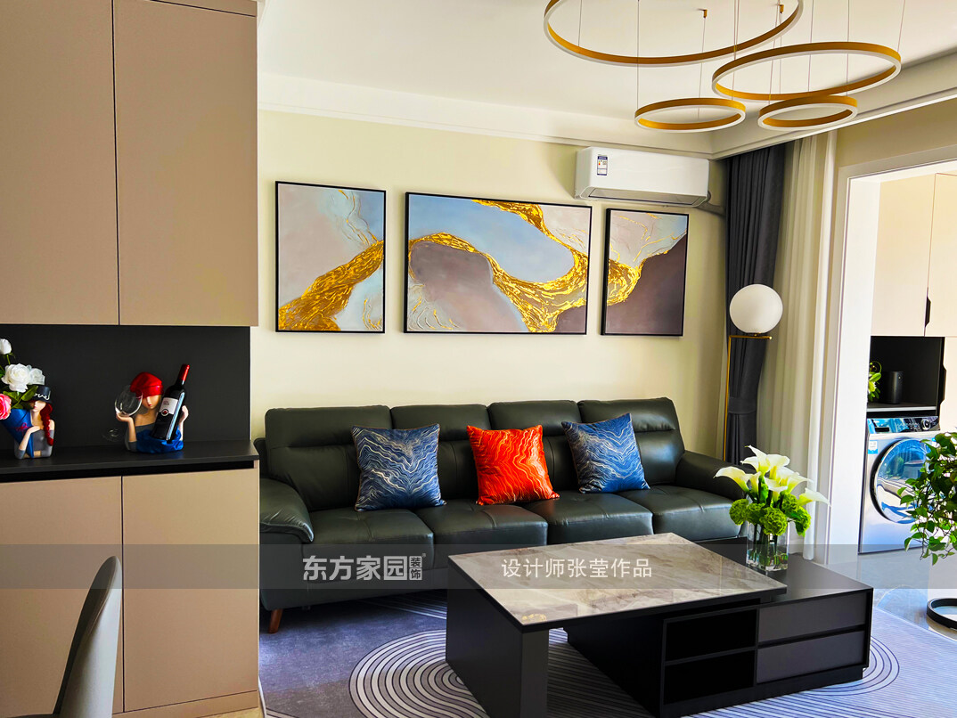 北涧圣水苑95㎡三室一厅客厅沙发餐厅轻奢气概月博实景图-详细1.jpg